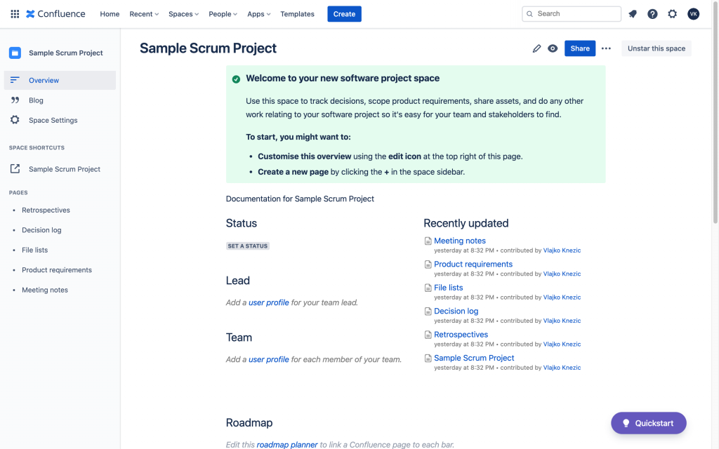 Confluence Screen